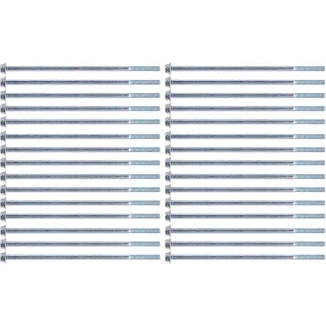 20 vis à bride hexagonale allongée, M8, en acier au carbone, vis à tête hexagonale pour générateurs, zinguées bleu-blanc, M8 x 170 (1/4)