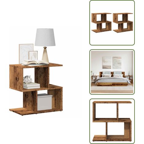 Nachttische 2 Stk. Altholz-Optik 50x30x51,5 cm Holzwerkstoff - Nachttisch - Nachttischschränke - Nachtschrank - Bettschrank (1/5)