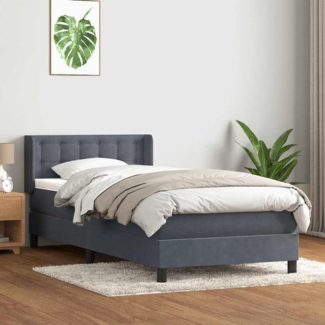 Boxspringbett mit Matratze Dunkelgrau 80x220 cm Samt