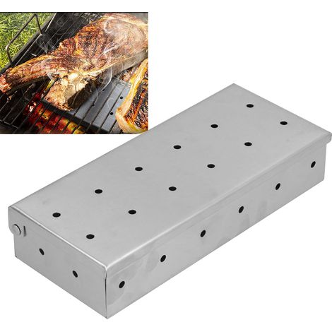 Accessoires pour barbecue : boîte à fumoir en acier inoxydable, boîte à bois fruitiers, boîte à charbon de bois, boîte à épices pour viande, barbecue d'extérieur (1/5)