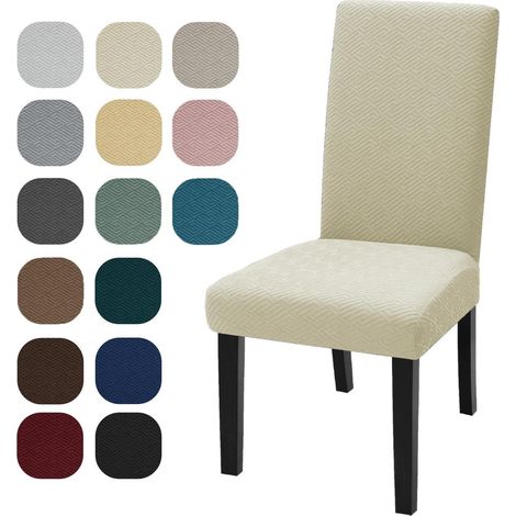 Stuhlhussen 6er Set, Stretch, Universal, Waschbar, Hellbeige (1/5)