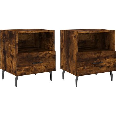 vidaXL Comodini 2 pz Rovere Fumo 40x35x47,5 cm in Legno Multistrato (1/5)