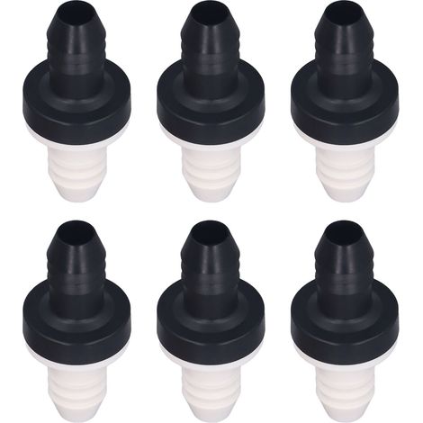 Clapet anti-retour en plastique (lot de 6) à une voie, pour liquides et gaz, diamètre d'interface 3/8 pouce (10 mm), coque en ABS CDBS6, membrane en caoutchouc silicone. (1/5)