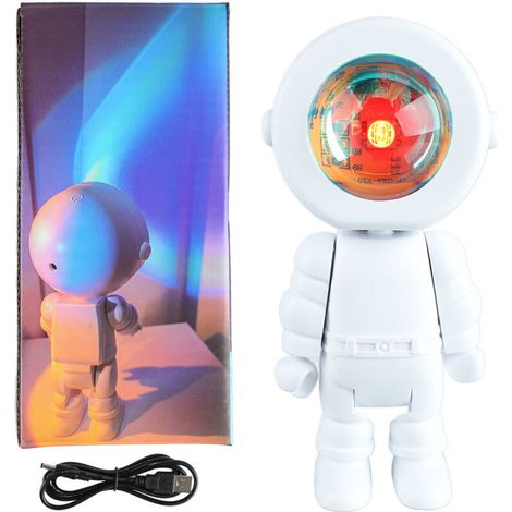 Jeffergarden Lampe robot astronaute romantique, projecteur de lumière LED pour chambre à coucher, diffusion en direct, décoration de salle de fête, charge avec toucher, 7 couleurs changeantes (1/5)
