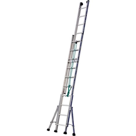 Tubesca Comabi – Échelle coulissante à corde 2 plans aluminium GR – Longueur déployée 6,05 m – Roulettes de déploiement Ø 100 mm – Corde anti-UV (1/10)