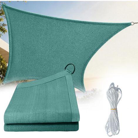 Voile d'ombrage 2x2m HDPE anti-UV, respirante, durable, voile d'ombrage rectangulaire avec cordes incluses, installation facile, filet d'ombrage pour terrasse,jardin,pergola,piscine et extérieur(vert) (1/5)