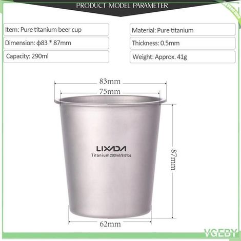 Tasse en titane - FAFEICY - Lixada - 290 ml - Léger 42 g - Résistant à la corrosion (1/5)