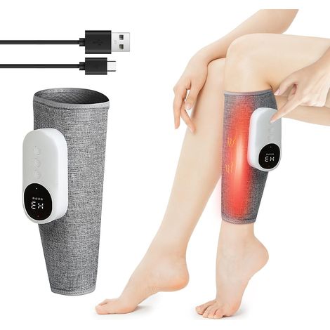Leg massager with heating function, cordless calf massager for pain relief and circulation, promotes muscle relaxation, 3 intensity levels, 3 massage modes