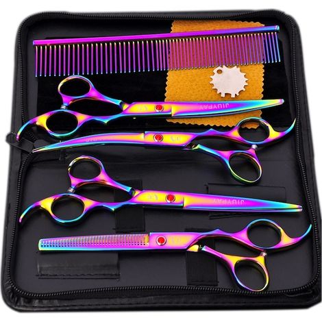 Lot de 4 ciseaux professionnels en acier inoxydable, design ergonomique, 7 pouces, pour couture et bureau (1/5)
