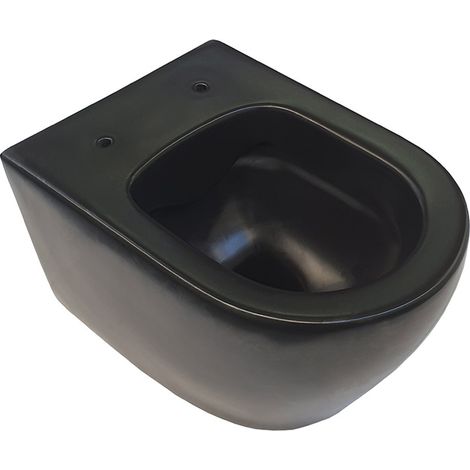BELVIT Hänge-WC spülrandlos in Schwarz Matt - Modernes Wand-WC aus hochwertiger Sanitärkeramik inklusive Befestigung Aloni Design Hänge-WC Schwarz Spülrandlos (1/3)