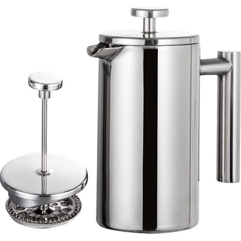 Zoternen Cafetière à Piston française en Acier Inoxydable de 800 ML, Double paroi d'isolation en métal, cafetière et infuseur à thé, Facile à Nettoyer et à Presser, Presse à café Solide de qualité. (1/5)