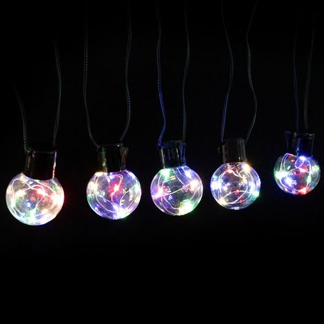 Catena luminosa 160 Led decorativa a energia solare 10 metri 20 lampadine a sfera trasparenti RGB Aigostar