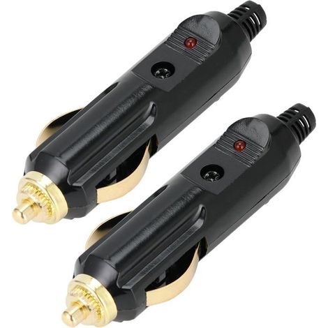 Prise allume-cigare mâle Lot de 2 Bakélite 12 V 24 V 20 A LED Voiture, moto, camion (1/5)