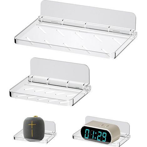 CCYKXA Duschablage ohne Bohren, 2-teiliges Wandregal ohne Bohren, faltbares Duschregal ohne Bohren, transparent (1/5)
