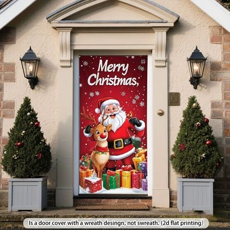 Arrière-plan de porte/Porte-rideau décoratif 90x210 cm Polyester Style élastique Motifs Noël (1/2)