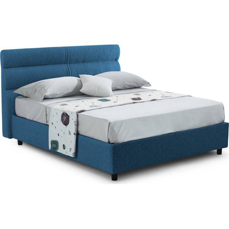 Letto Matrimoniale Briaglia, Letto Matrimoniale Sfoderabile, Contenitore Made in Italy, Dimensione Materasso 160x200 cm, blu