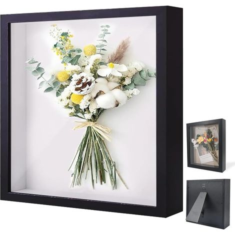 Cadre Photo 3D, Cadre Photo Profond à Remplir 30 x 30 cm, avec Plaque Acrylique Transparente, Cadre Objet 3D Profond 3cm, Cadre Stéréoscopique Carré, pour Photos, Bouquets, œuvres d'art DIY (1/5)