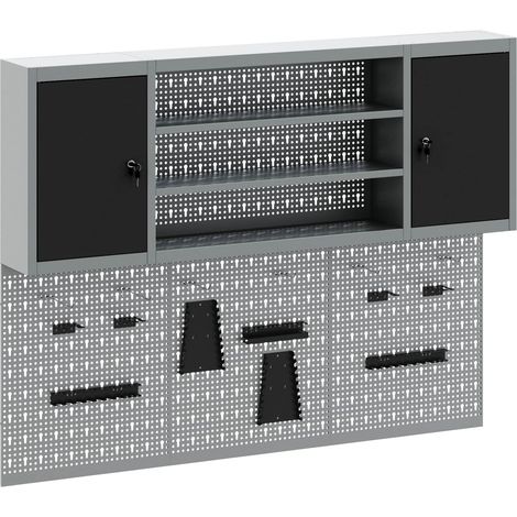 Maison Exclusive - Set di armadi per attrezzi con lo scaffale con blocco 6 pz Nero (1/5)