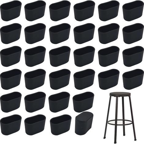 32 Pcs Protection Pied Embout de Chaise Ovale Capuchons ovales pour Pieds de Chaise Protege Pied de Chaise de Jardin pour Tubes ovales,chaises de Jardin,Meubles Pied de Table 15x30mm (Noir, S) (1/5)