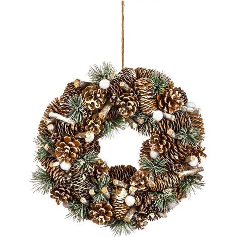 Ghirlanda di pigne con rami glitterati 34 cm - Feeric lights & christmas