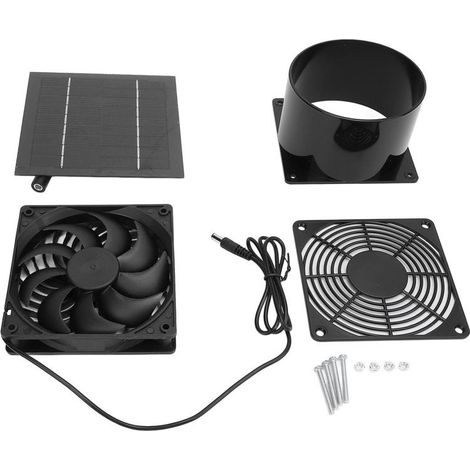 Ventilateur d'extraction solaire à bride 5W pour conduit, 5V, avec panneau solaire, pour serre, poulailler ou abri, étanche IP65. (1/5)