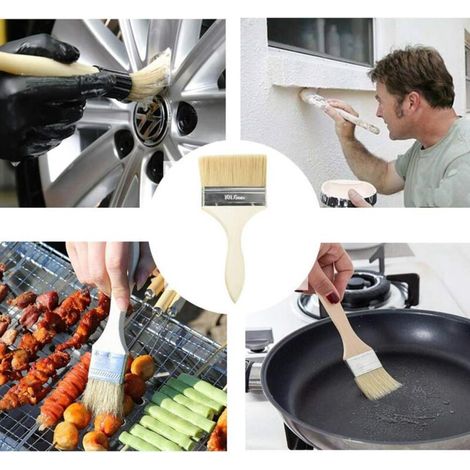 Lot de 4 pinceaux à vernis, pinceau large, pinceau à glacis, pinceau universel de qualité supérieure, poils naturels, mélange de pinceaux sans perte pour l'artisanat, les loisirs, la maison, le jardin