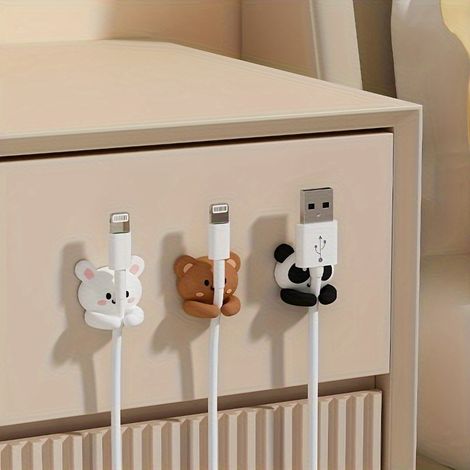 Lot de 3 organiseurs de câbles multifonctionnels et mignons pour bureau — Clips pour écouteurs et câbles de données