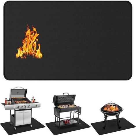 1 pièce Tapis de protection ignifuge, résistant à 1800 °F, fibre de verre et silicone, pour barbecue gaz/charbon, terrasse et jardin (1/4)