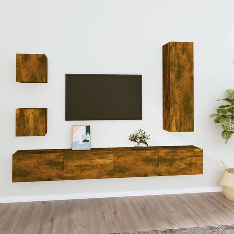 Set di Mobili Porta TV 5 pz Rovere Fumo in Legno Multistrato vidaXL (1/5)