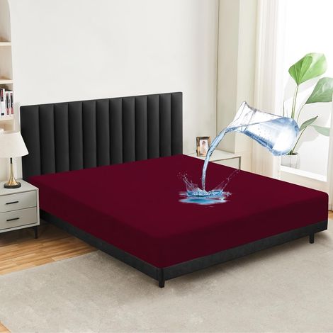 Protège-matelas imperméable, 90 x 200 cm, Drap-housse, pour incontinence, respirant, protection contre l'humidité, lavable à 60 °C, rouge (1/5)