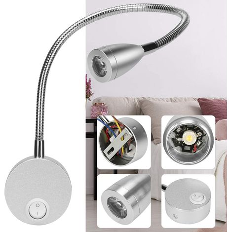 Lampe de chevet LED minimaliste à tête de lit réglable, avec interrupteur, idéale pour la chambre, le salon ou le bureau. (1/5)
