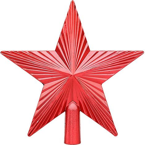 Étoile De Sommet Pour Arbre De Noël - En Plastique Brillant - Décor Festif Pour Intérieur - Diamètre 20 Cm - Rouge (1/3)