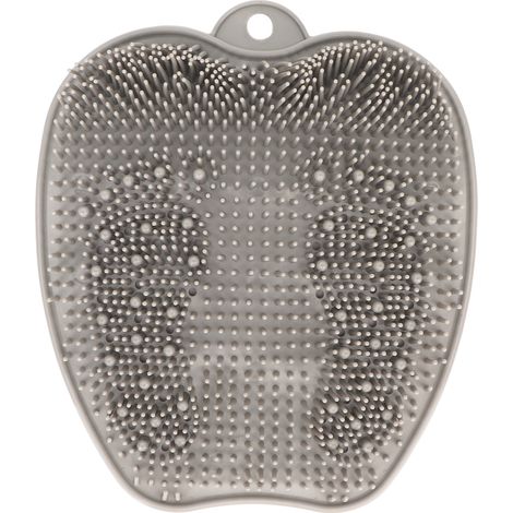 Tapis gommant pour pieds sous douche, brosse exfoliante et massante antidérapante à ventouses, gris, pour salle de bain (1/5)