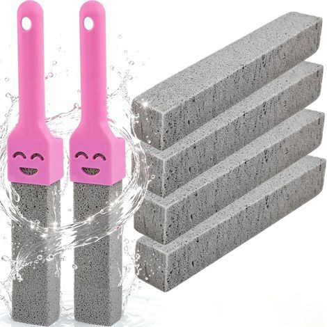 Pierre Ponce Brosse WC, 4 Pièces Brosse de Nettoyage en Pierre Ponces, Pierres Ponce Toilette avec 2 Poignée (1/4)