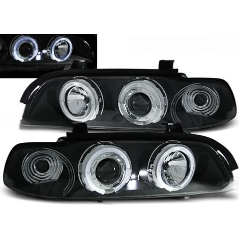 Paire de feux phares BMW serie 5 E39 de 1995 a 2003 angel eyes noir-27361205 (1/2)