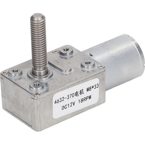 Moteur à réduction de vitesse CC 18 tr/min, engrenage à vis sans fin en aluminium et laiton M8 x 33 mm, référence 4632-370, 12 V CC (1/5)