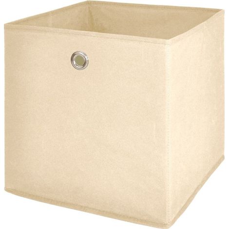 Boîte pliante en tissu - Delta - dimensions : 32 x 32 cm / lot de 3 - beige