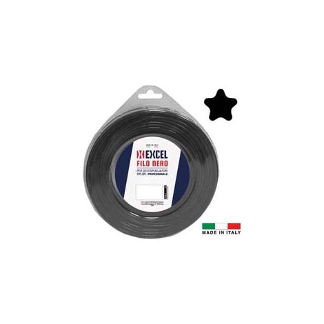 FILO PER DECESPUGLIATORE IN NYLON PENTAGONO NERO  ø mm.4,4 in matassa da mt.6    EXCEL