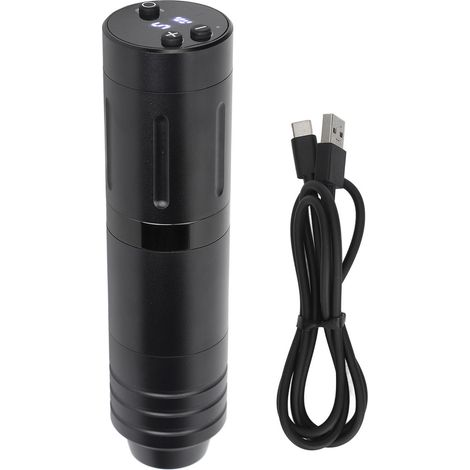 Stylo tatouage rotatif sans fil 1500mAh, moteur sans noyau 3.5mm, liner et shader, alimentation LCD intégrée, noir (1/5)