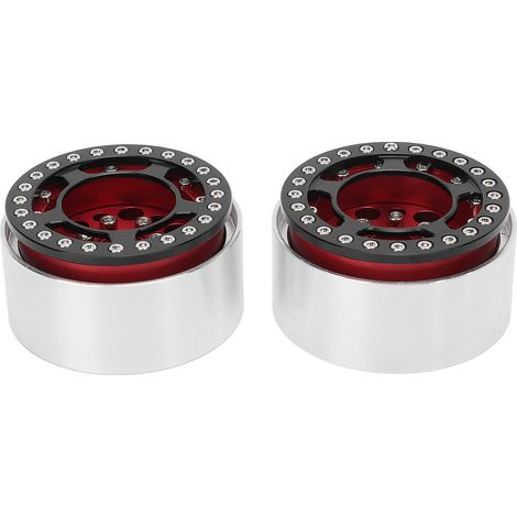 2 pièces Jantes Beadlock 1,9 Pouces Alliage d'Aluminium Usinage CNC Universel pour RC Crawler Rouge (1/5)