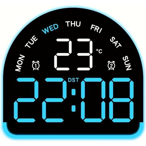 Un moderno orologio a LED con display – una sveglia digitale silenziosa alimentata tramite USB – è un complemento ideale per qualsiasi arredamento domestico – blu. (1/5)