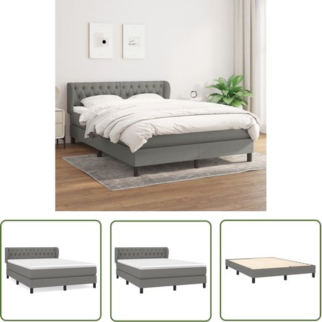 The Living Store Boxspringbett mit Matratze Dunkelgrau 140x200 cm Stoff - Boxspringbett - Doppelbett - Bettenrahmen - Matratze - Nachttisch (1/5)