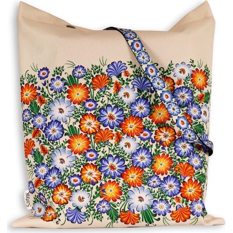 Sac folklorique Opole, fleurs des champs, beige imprégné (1/5)