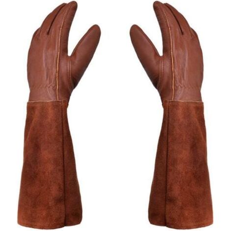 Guantes de jardinería - Par de guantes de jardinería - Protección de cuero - Guantes de jardinería de espinas largas resistentes a perforaciones y cortes y guantes de soldadura TIG para apicultura - M (1/5)