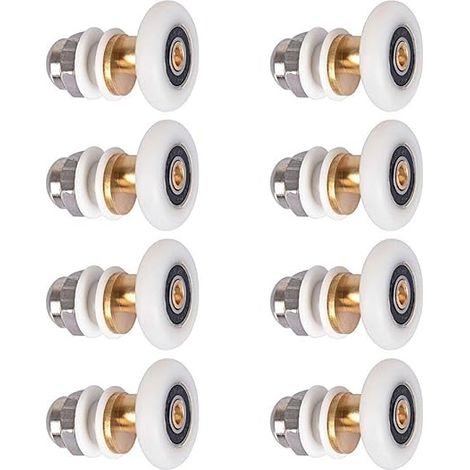 QAZQA Roulettes Douche 20mm, Roulette Porte Coulissante Douche Roulement pour Porte de Douche 8 Pièces