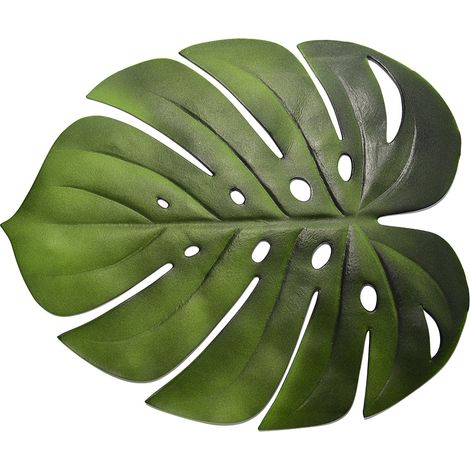 Nappe en forme de feuille, verte, protège-table, apte au contact alimentaire, antidérapante et isolante (1/5)