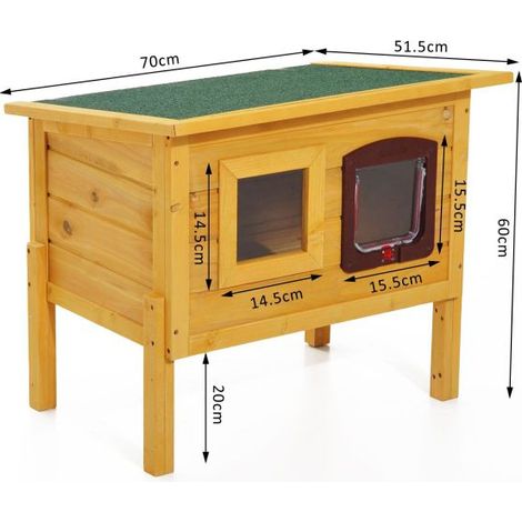 EASYCOMFORT Cuccia Casetta per Animali Domestici in Legno di Abete 70 x 51.5 x 60cm