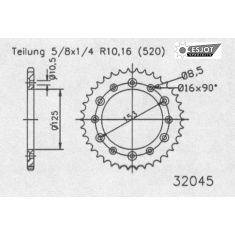 Couronne Acier TT Ultralight Honda - 520 - 49 Dents - Made in Germany Trous Fraisés (1/2)
