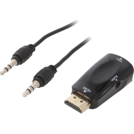 Adnauto – Adaptateur HDMI 1.4 D-Sub 15pin femelle – Jack 3.5mm femelle – Full HD – Connecteur pour câble courant faible