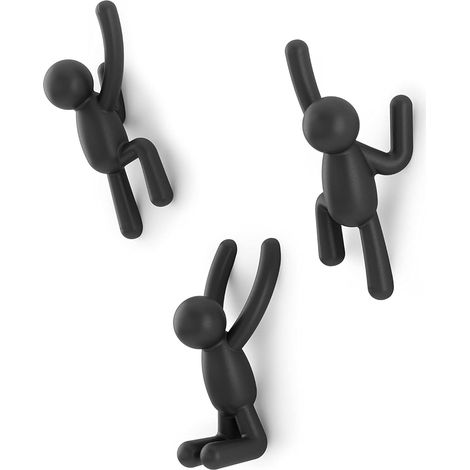 3 Patères Crochets Muraux Noirs, Porte-Manteau Décoratif Lot (1/3)